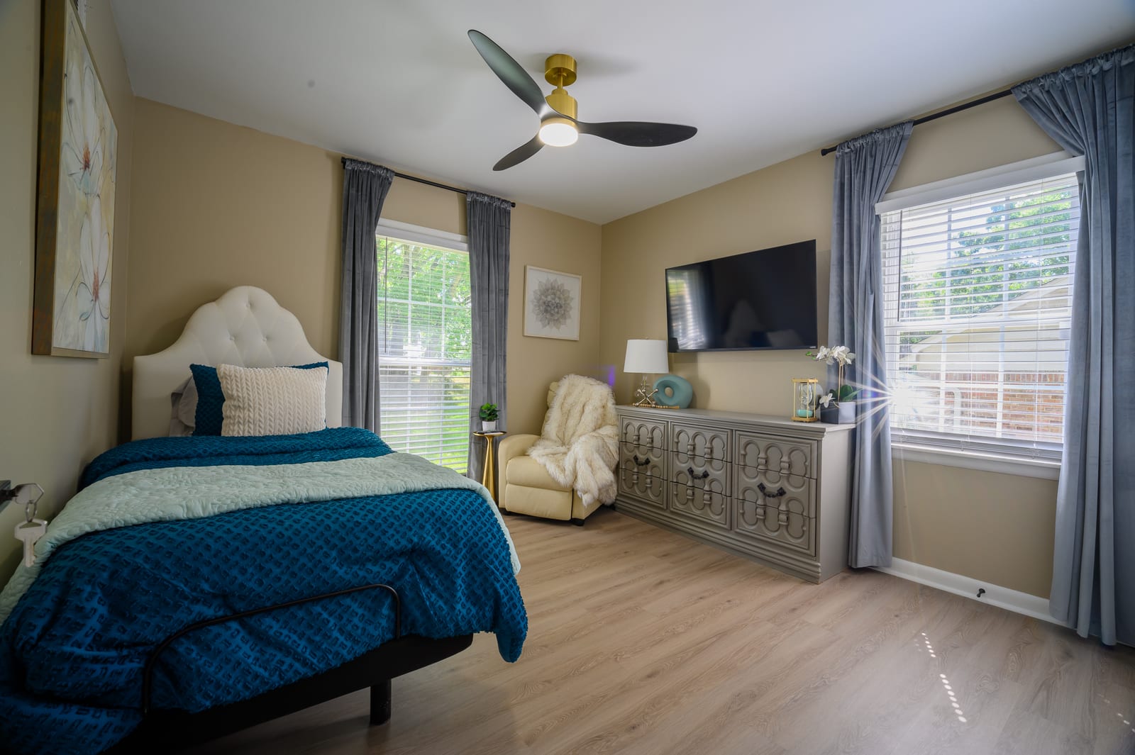 Private senior living suite with personalized furnishings at Legacy Blooms