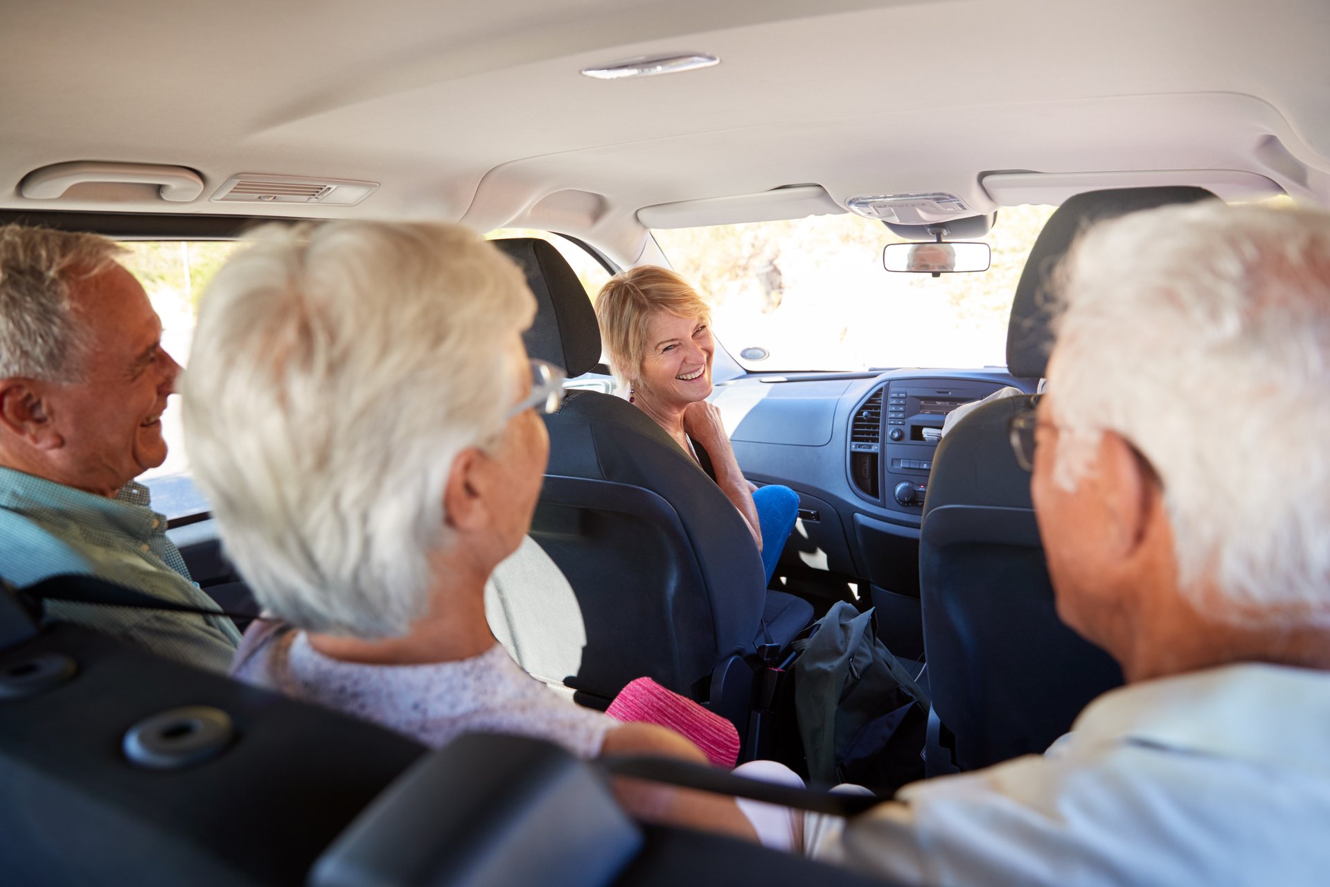 Comfortable interior of Legacy Blooms senior transportation vehicle